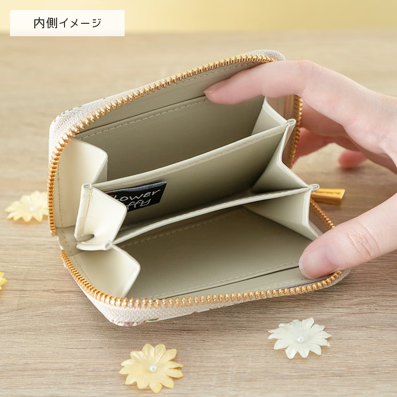 文庫革 ファスナー小銭入れ ミツバチ | ミッフィーのお花屋さん Flower