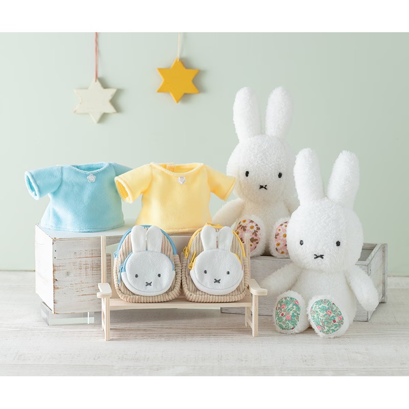 【おまけemoji写真集&USB】未開封mewgulfぬい＋靴/お洋服4着セット Flower Miffy 着せかえお洋服 ミモザイエロー アートフラワーセット