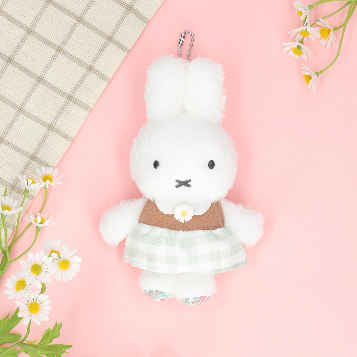 Flower Miffy ほわほわマスコット ペールチェックワンピース デイジー