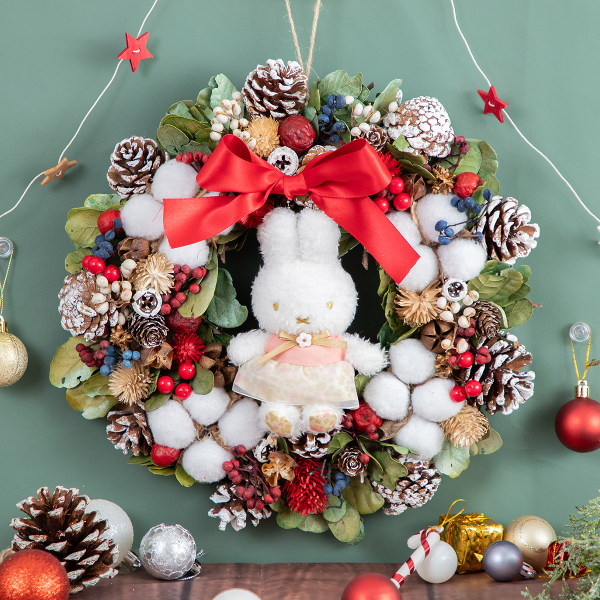 予約商品：クリスマス】Flower Miffy クリスマスリース ほわほわ