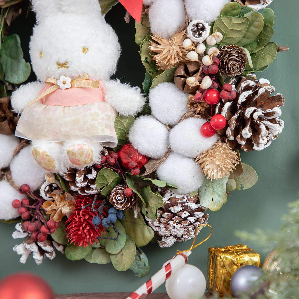 予約商品：クリスマス】Flower Miffy クリスマスリース ほわほわ