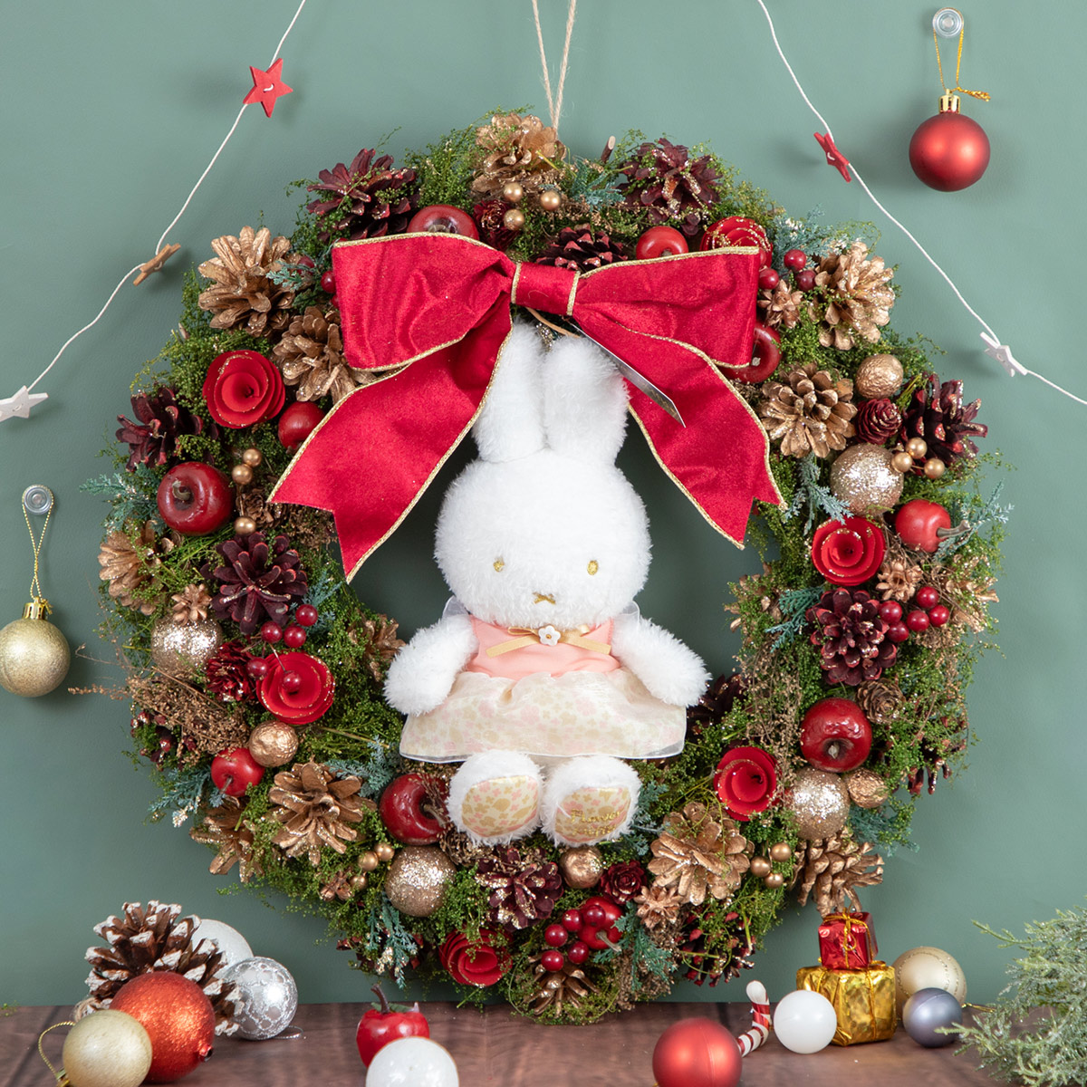 予約商品：クリスマス】Flower Miffy スペシャルリース ほわほわ