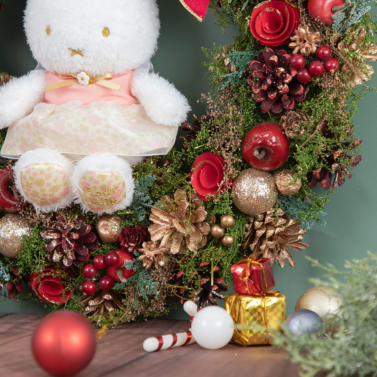 予約商品：クリスマス】Flower Miffy スペシャルリース ほわほわ