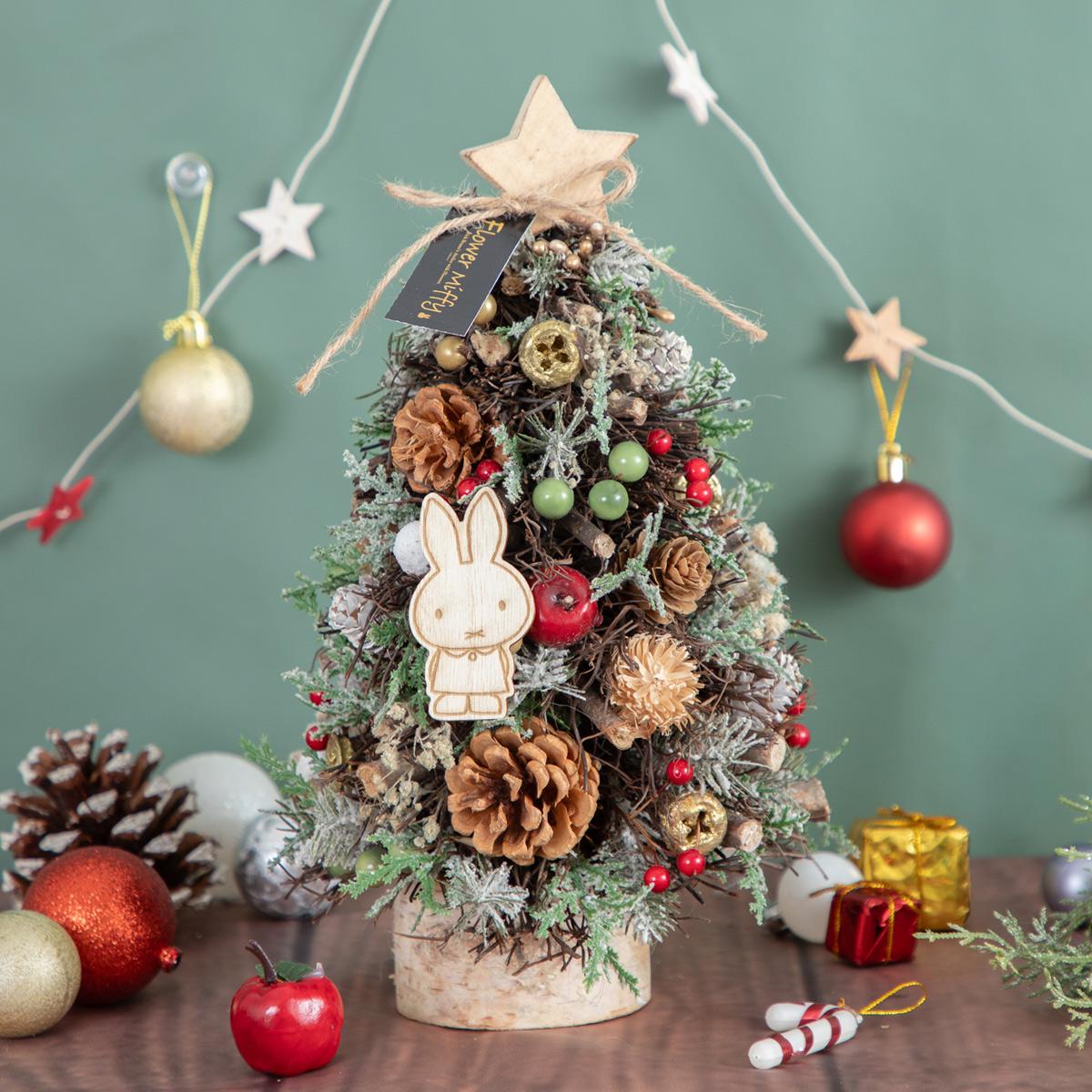 ♡感謝SALE♡ドライフラワーぐでねこちゃんとクリスマスツリーチャーム 予約商品：クリスマス】Flower Miffy クリスマスツリーオブジェ