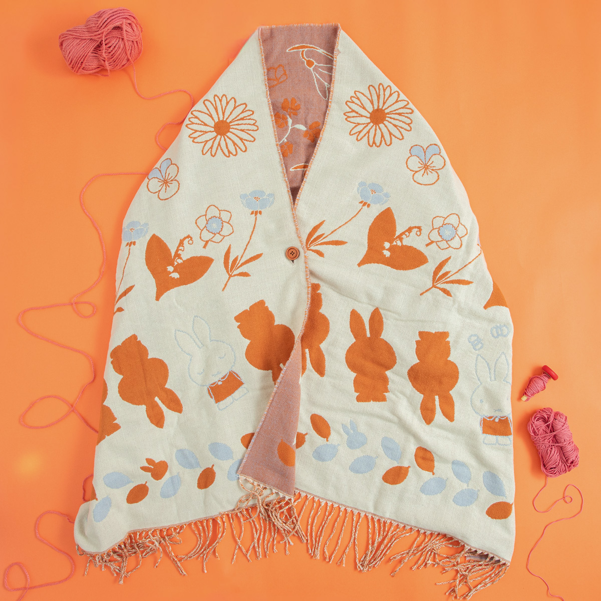 Flower Miffy ストール Floral Stripes アイボリー | ミッフィーのお