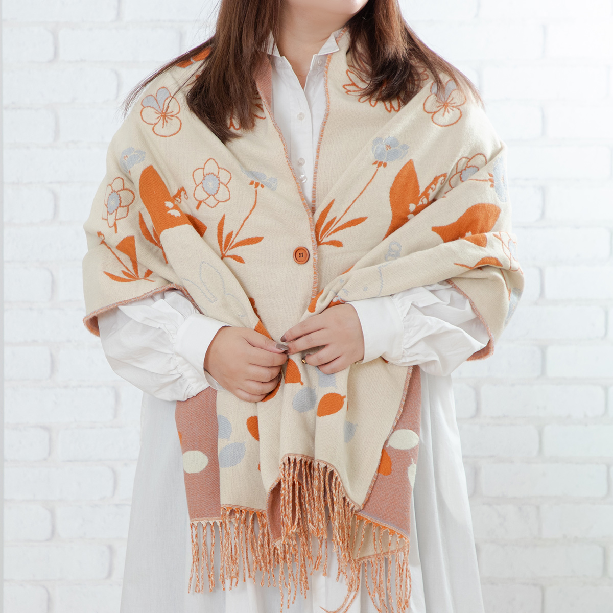Flower Miffy ストール Floral Stripes アイボリー | ミッフィーのお